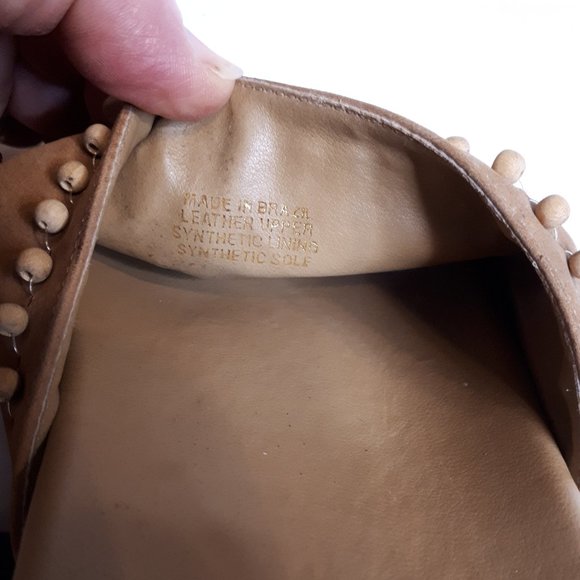 J. Jill | Suede Leather | Camel Colour | Beaded | Platform Wedge | Mule Sandals - Picture 6 of 9